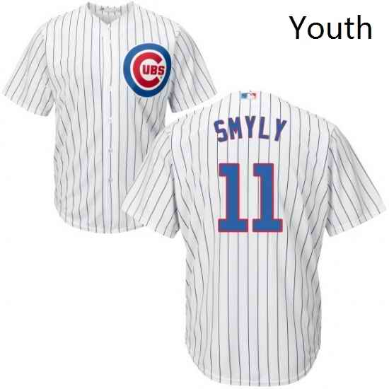 Youth Majestic Chicago Cubs 11 Drew Smyly Replica White Home Cool Base MLB Jersey